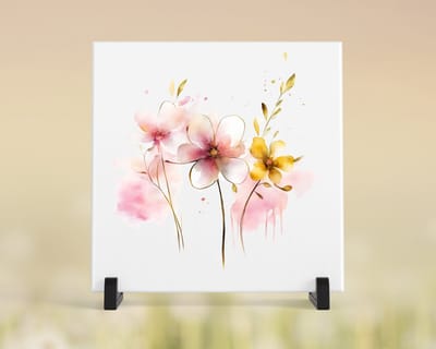Tegeltje met tekst/afbeelding - Bloemen 07. - 15x15 cm - tegeltje met afbeelding, cadeau, tegeltje, tegeltjes met tekst, tegeltje met spreuk, spreuktegels, woonaccessoires