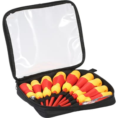 10 stuks 1000V geïsoleerde schroevendraaierset met magnetische gleuf- en kruiskopbits zachte handgrepen