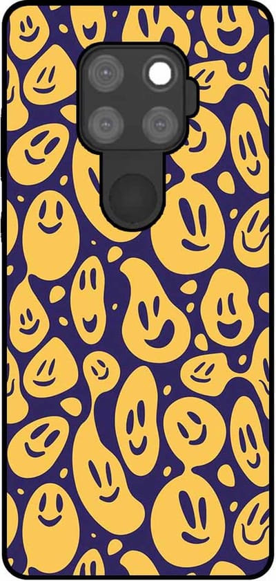 Smartphonica Telefoonhoesje Geschikt voor Huawei Mate 30 Lite met smiley opdruk - TPU backcover case emoji design - Paars Geel geschikt voor Huawei Mate 30 Lite