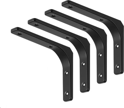 Crrynuo - Plankdragers - RVS Ondersteuners - Zwarte Dragers - 200x150x30Mm - 4 Stuks - Zware Taak - RVS - Zwart