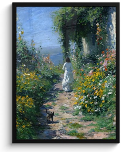 Poster in lijst - Fotolijst 60x80 cm - Posters - Kat - Vrouw - Bloemen - Huis - Posterlijst zwart - Decoratie - Wanddecoratie woonkamer - Muurdecoratie slaapkamer