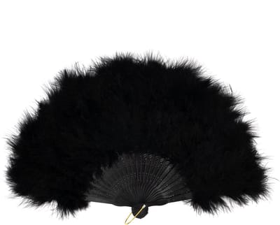 KIMU® Waaier Luxe Zwart - Fan Veertjes Dons Zwarte - Handwaaier Vouwwaaier Opvouwbaar Verkoeling Zomer Hitte Flamenco Theater Dames Meisjes Festival