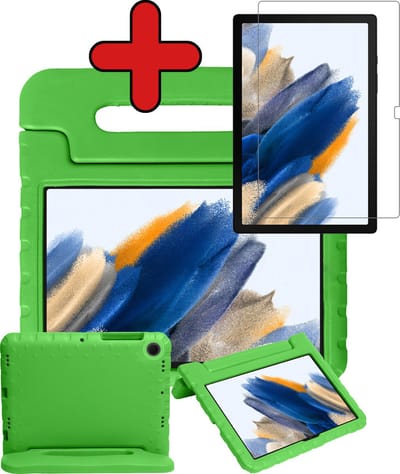 Hoesje - Geschikt voor Samsung Galaxy Tab A8 - Met Screenprotector - Kinderhoes - Shockproof Bumper - Kidsproof Case - Tablethoes - Kinder Hoes Cover - Groen
