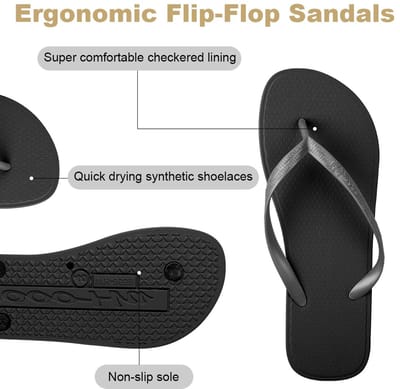 Aomig Teenslippers, slippers voor dames en heren, antislip, voor strand, vakantie, fitnessstudio, zomer, zwembad (zwart-38)