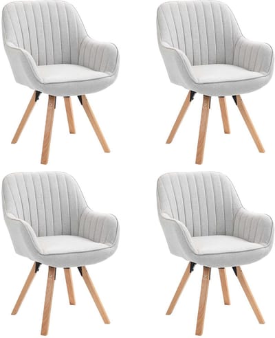 Meubles Cosy Set van 4 draaibare eetkamerstoelen – Stoffen zitting 360° draaifunctie – Beige