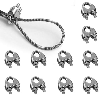 Set van 10 RVS Kabelclips 3mm - U-bolt Kabelklemmen voor Kledinglijn, Tent en Staal Draad Bevestiging