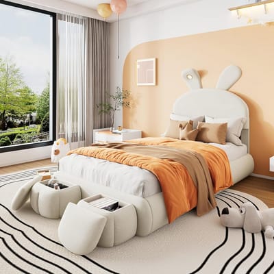 Eenpersoonsbed 90x200 cm met Opbergruimte, LED-verlichting en USB-poort