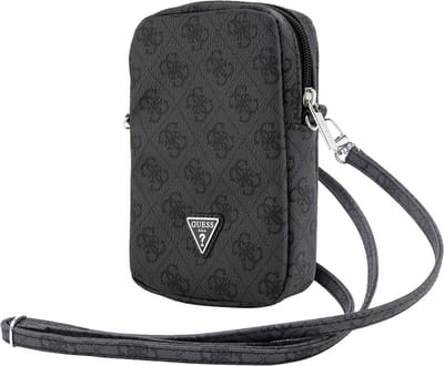 Guess Triangle Logo Wallet Pouch met Riem (7 Inch) - Zwart
