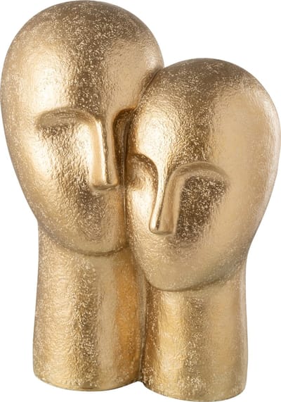 J-line - Hoofd Koppel Resine Goud - 31.5x21.5x42.5cm
