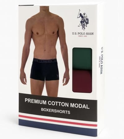 U.S. POLO ASSN. | Heren Boxershorts | 2 Pack | Premium Cotton Modal | Donkergroen/Wijnrood | Comfortabel & Duurzaam | Maat M