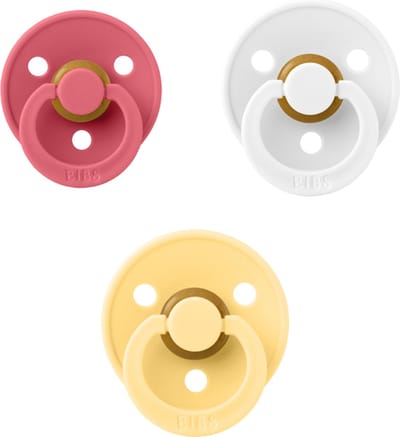 Bibs fopspeen 6-18 maand set 3 stuks Dusty Pink,White en Pale butter maat 2