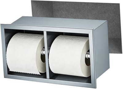 Toiletpapierhouder, 304 roestvrij staal, toiletpapierhouder, verdikt, papierrolhouder, wandmontage, 33 x 17 x 10 cm, wc-papierhouder met opslag, omgezoomde rand, 1 cm (Grijs, B)
