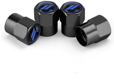 4 stuks ventieldoppen voor autobanden en fietsen, aluminium ventieldop met rubberen afdichting, universele zeshoekige autobanddop (blauw)