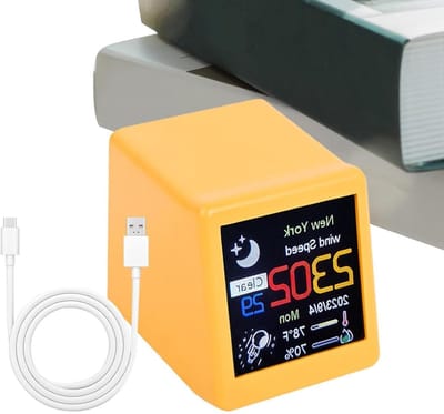 Digitale Weerklok - Draadloos Weerstation - Omgeving Monitoren - Realtime Weersupdates - 3.5x4.8x4 cm - Geel