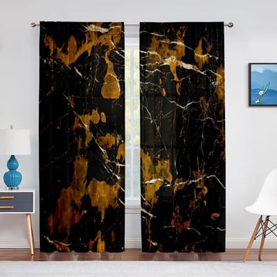 Marmer Goud Grijs voor Keuken Woonkamer Slaapkamer Decor Abstract Modern Luxe Geometrisch Chiffon Tule Gordijnen Raambekleding 1 PCS W100XH250cm&Grommet Top