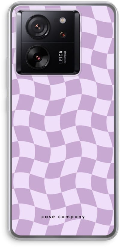 Case Company® - Hoesje geschikt voor Xiaomi 13T Pro hoesje - Grid Paars - Soft Cover Telefoonhoesje - Bescherming aan alle Kanten en Schermrand