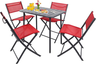 5-delige set bistroset eettafel tuinset balkonset stoel klaptafel tuincamping Sumila 80x55