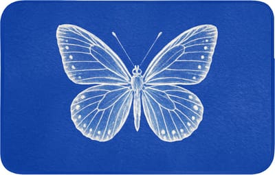 Badmat 80x50 cm - Antislip - Vlinder - Wit - Getekend - Stippen - Badmatten voor badkamer - Badkamermat - Douchemat - Badkamer mat