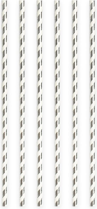 20 Papieren rietjes Zilver - 6mm x 197mm