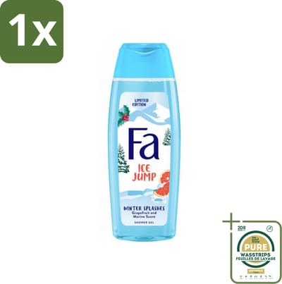 1 x Fa - Douchegel - Winter Splashes Ice Jump - Frisse Geur & Verfrissing - Verzorgend - 250 ml- Douchegel - Winter - Zeebries - Grapefruit - Verfrissend