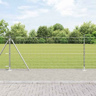 vidaXL - Euro-hek - met - betonnen - voetstuk - 10 - x - 0,8 - m - Gegalvaniseerd - staal