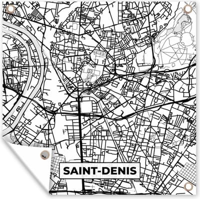 Tuin poster Stadskaart - Frankrijk - Kaart - Saint-Denis - Plattegrond - Zwart wit - 200x200 cm - Tuindoek