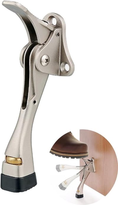 Deur Stopper - Deurhouder - Deur Open Houden - Verstelbare Voet - 10 cm - Satijn Nikkel