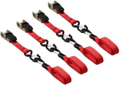 Ratelbanden Set - Spanbanden Neerwaarts - Vracht Beveiligen - Snelle Klemsluiting - 4 Sets 10FT - Zwart
