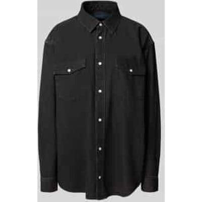 Regular fit overhemdblouse in jeanslook met drukknoopsluiting