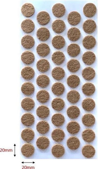 FSW-Products - Zelfklevend meubelvilt - Meubelonderzetters - Viltjes - Vilt voor meubels - Anti-kras vilt  - 48 Stuks - Stof - Rond / 2 cm dia - Bruin