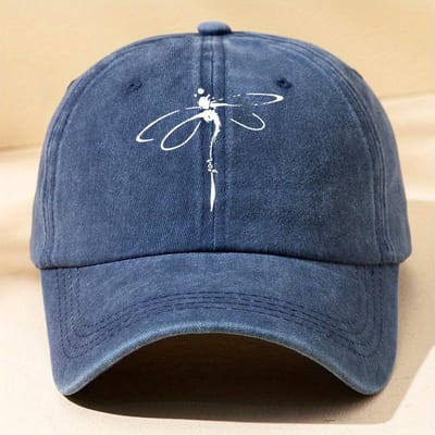 Retro Baseballpet met Zachte Rand en Gebogen Vizier met Libellenprint, Verstelbaar, voor Mannen en Vrouwen, voor Buitensport en Vrije Tijd Adjustable blue
