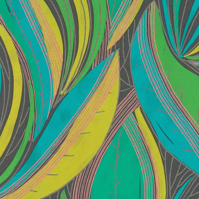 Grafisch behang Profhome 786551-GU vliesbehang hardvinyl warmdruk in reliëf gestructureerd met bloemmotief en metalen accenten groen turquois koper zwart 5,33 m2