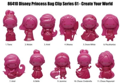 Disney Create your World 3D PVC Bag Clip Princess Series 64 Display (24)