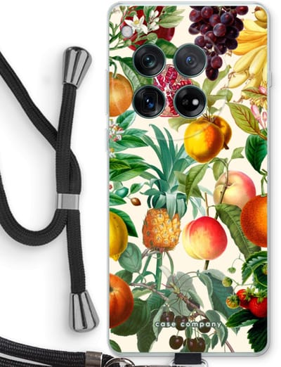 Case Company® - Hoesje met koord geschikt voor OnePlus 12r hoesje met Koord - Classic Flora - Telefoonhoesje met Zwart Koord - Bescherming aan alle Kanten en Over de Schermrand