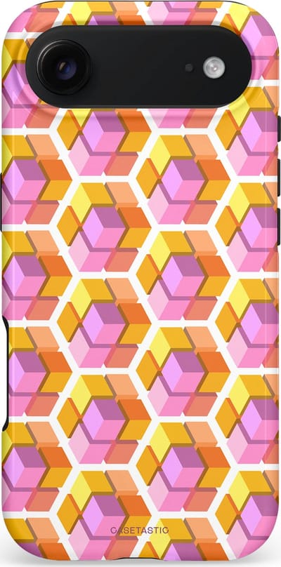 Casetastic hoesje geschikt voor Apple iPhone Air - MagSafe - Dubbellaagse bescherming - Pastel Hex Kunst - Fashion Case - Okergeel Lila Perzik Wit