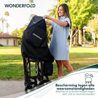 WonderFold W2 – Stofhoes kinderwagen – Zwart, rits