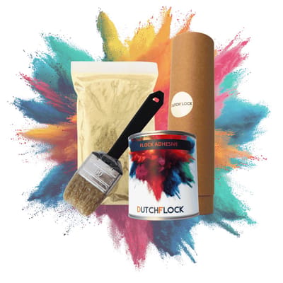 Flocking Kit Taupe Small | 100gr. flocking poeder - 250ml flock lijm - applicator - kwast