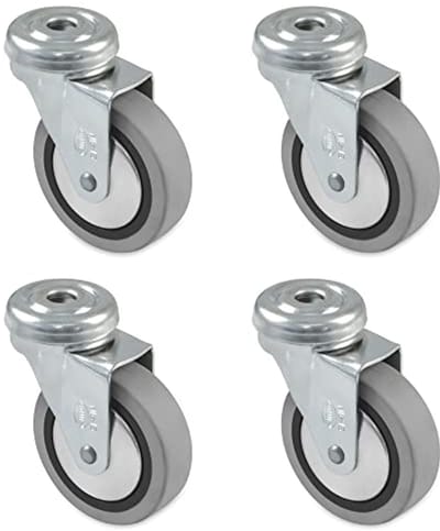 Meubelwielen met Kogellagers | 4 Stuks | 40 mm Diameter | Max. 17 kg Belastbaarheid | Grijs Rubber | Zonder Rem