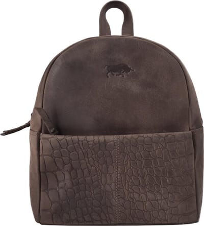 Rugtas Dames Met Kroko Print Donkerbruin Leer – Backpack Leer – Rugzak Vrouwen Bruin Leer