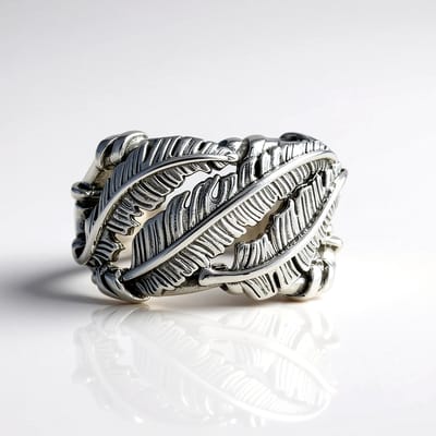 Cavill - Zilveren ring dames 925 sterling zilver - Geoxideerd Bladdesign - Vintage stijl veerring - Statement ring boho look - 22x21 mm