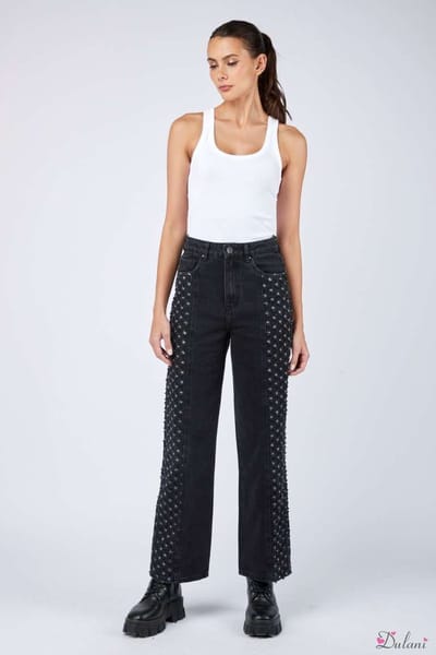 Broek Toxik3 met hoge taille recht model zwart