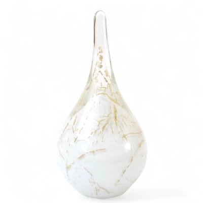 Loranto - Mini Urn Witte Druppel Bladgoud - Kleine Urnen voor thuis