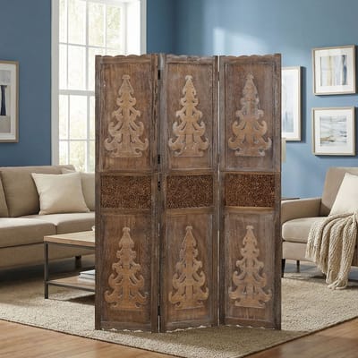 Homestyle4u Kamerscherm - 120x170 cm - Bruin - 3-delig - houten decoratie