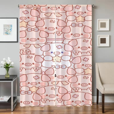 Raam Keukengordijnen voor Woonkamer 2 Stuks Verduisterende Gordijnen Deurgordijn Schattige Dieren Tegels Slaapkamer Decoratie Scheidingswand W50xH70cmx2pcs-CL white