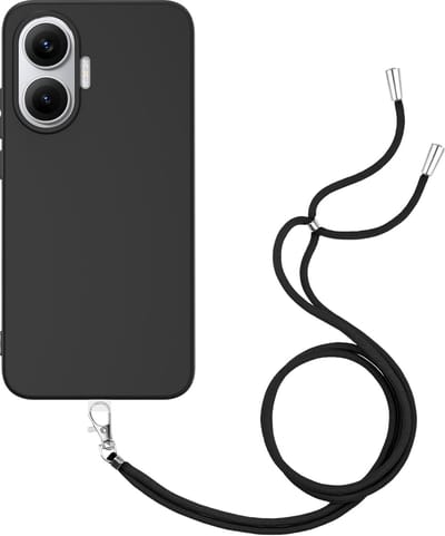 Cazy hoesje met koord geschikt voor Xiaomi Poco F7 Hoesje met Koord - Flexibele Case - Zwart