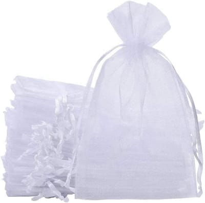 50 stuks grote organza geschenkzakjes, 20 x 30 cm sieradentassen bruiloft gunstzakjes met trekkoord voor verjaardagsfeestje Xmas geschenkverpakking (wit)