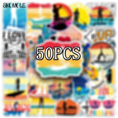 10 30 50 Stuks Schattige Cartoon Staande Paddle Board Stickers Coole Sport Esthetiek Diy Kind Reis Bagage Decal Graffiti Sticker Pak