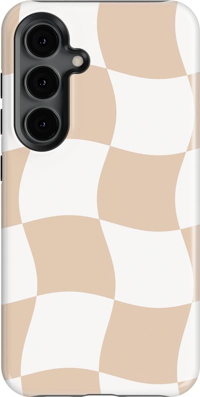 Checkered Warp Hoesje Samsung Galaxy S24 | Geschikt Voor Mag | Uniek Design Hoesje | Beschermhoes Samsung Galaxy S24 Linen Grid
