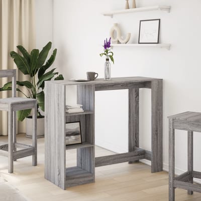 vidaXL - Bartafel - met - schap - 124x46x103,5 - cm - bewerkt - hout - grijs - sonoma
