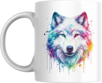 Mok – Wolf Watercolor | Stoere Kleurrijke Dierenmok | Cadeau voor Natuurliefhebbers